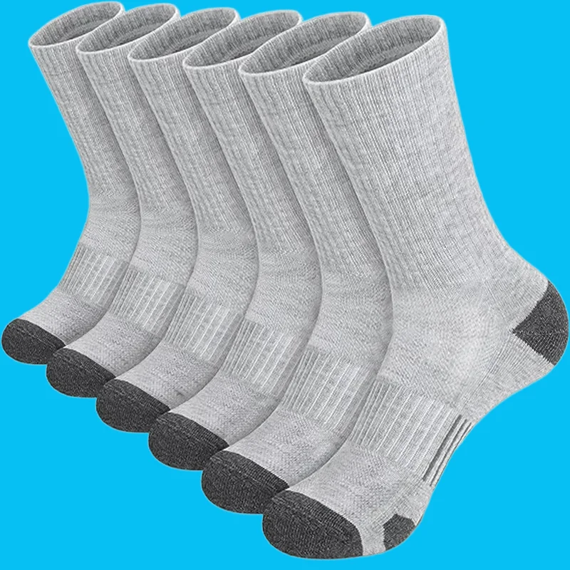 6 Pairs New High Quality Men\'s Outdoor Gym Socks High Quality Comfortable Soft Ground-Gripping Football Large Size New Socks