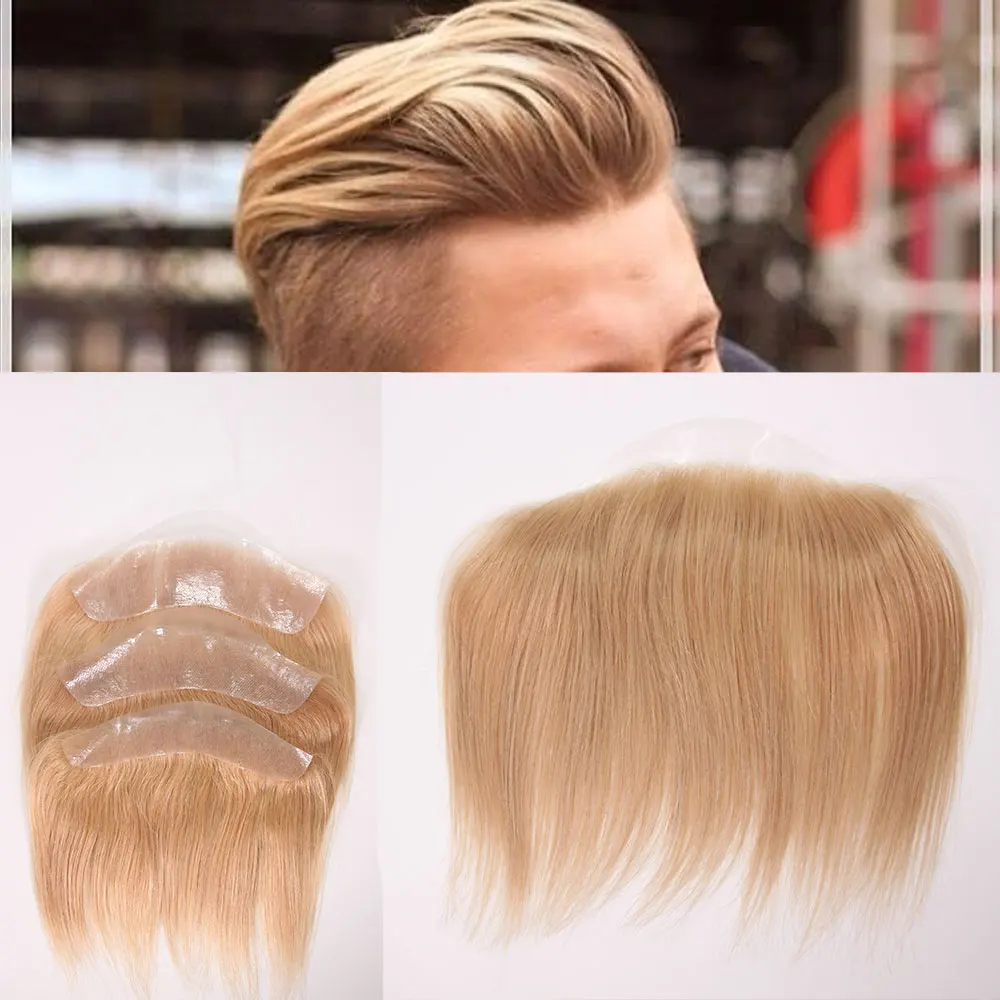 4x18CM Skin PU Toupee Man Front Hairine V Style Human Hair Wigs For Men 100% Human Remy Hairpiece System High Quality Men Wigs