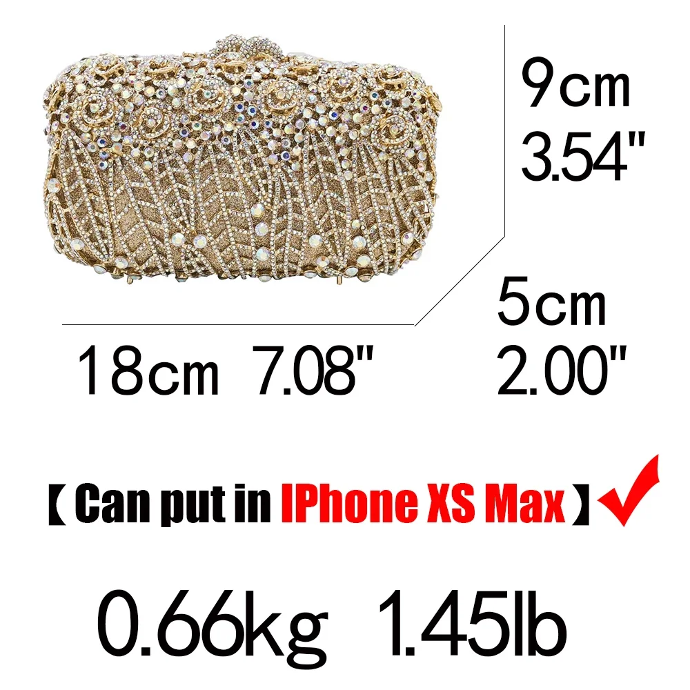 Boutique De FGG (in stock) Flower Clutch Purse Women Crystal Evening Minaudiere Bag Wedding Party Dinner Rhinestone Handbags