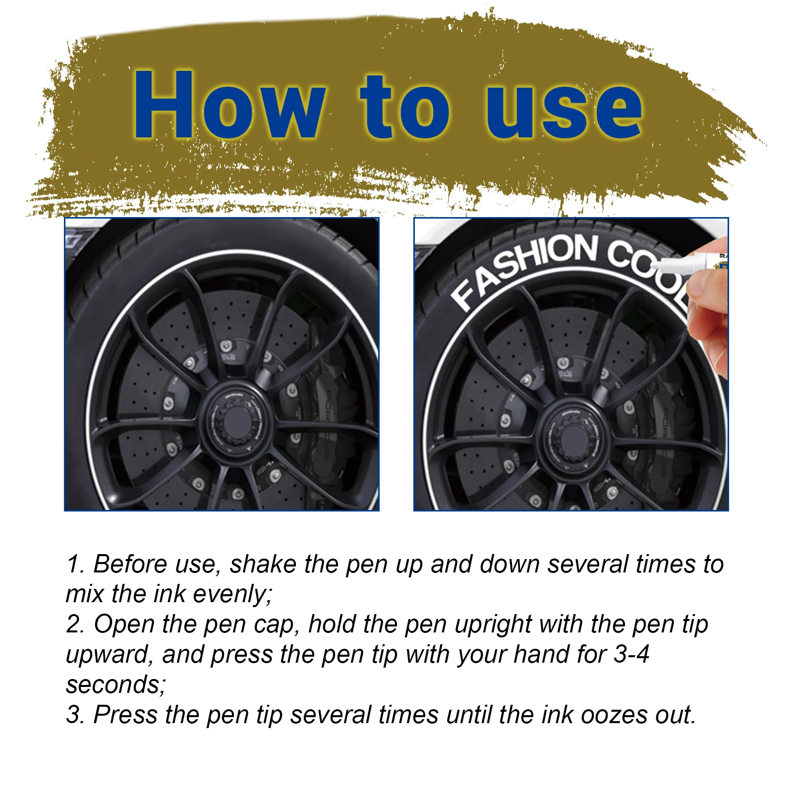 White Waterproof Cars Wheel Tire Oily Mark Pen Auto Rubber Tyre Paint Pen Cd Metal Permanent Paint Marker Graffiti Touch Up image 6