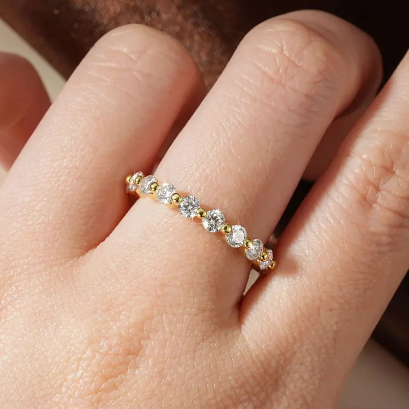 Lnngy Trendy Lab Created Diamond Stackable Engagement Ring For Women Certified VVS1 3mm Moissanite Eternity Rings Jewelry Gift 6