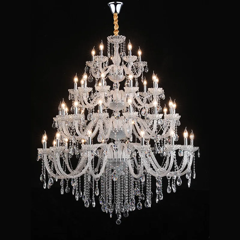 lustre de cristal transparente iluminacao de cristal de luxo luzes grandes para villa foyer cristais k9 camadas 110v220v top grade 01