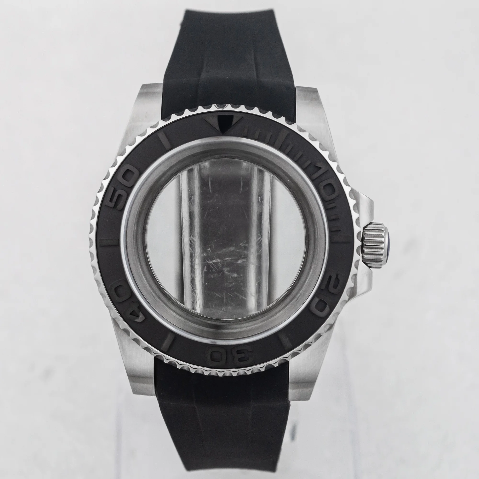 40mm NH35 Case for Yacht-master NH35 NH36 movement 28.5mm Dial Sapphire Glass Rubber Strap SUB Watch Case 316L Steel Waterproof