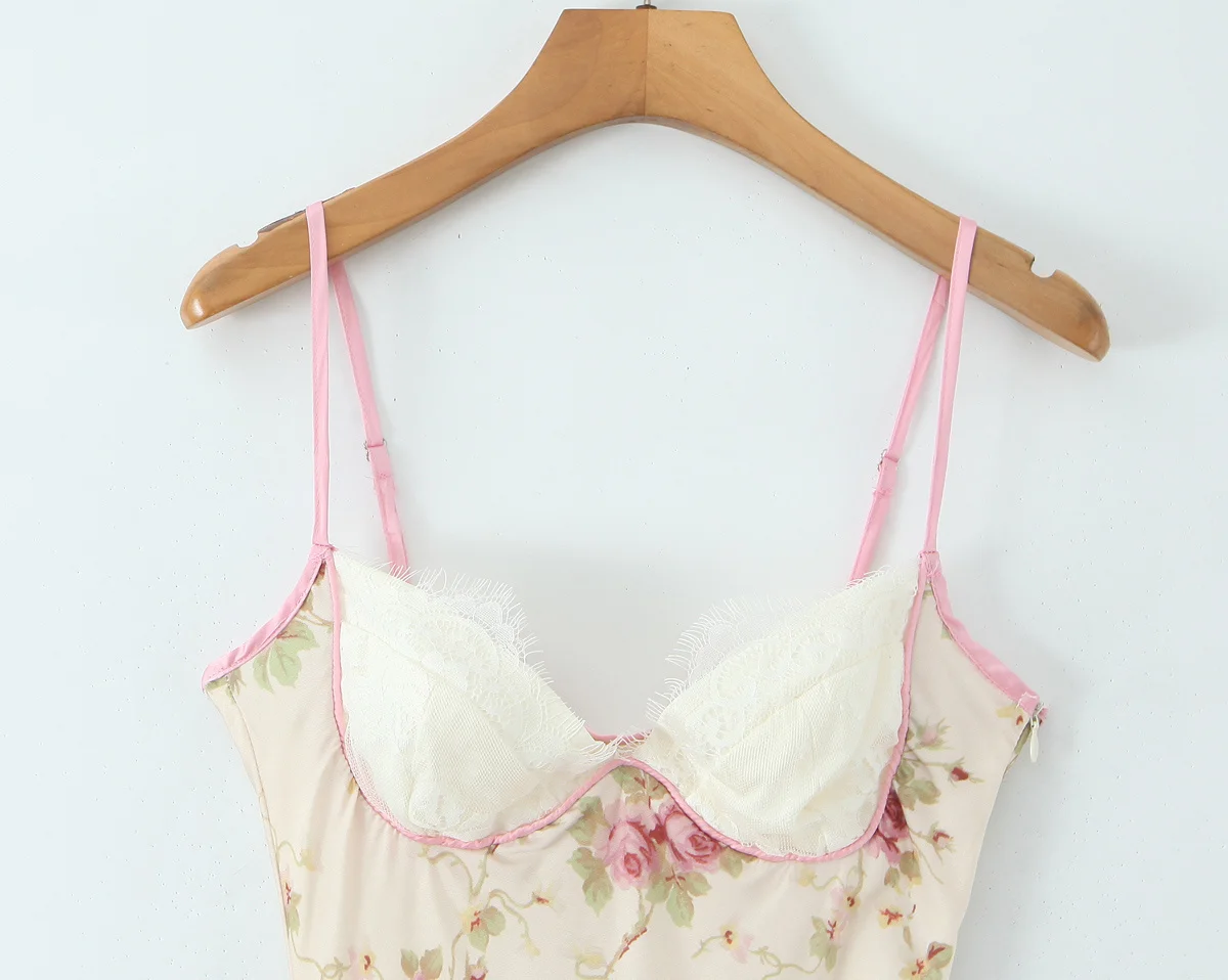 Jenny & Dave – robe longue en Satin à fleurs, Style campagnard, Vintage français, avec bretelles, épissure de dentelle, robes de soirée élégantes, robes pour femmes, longues