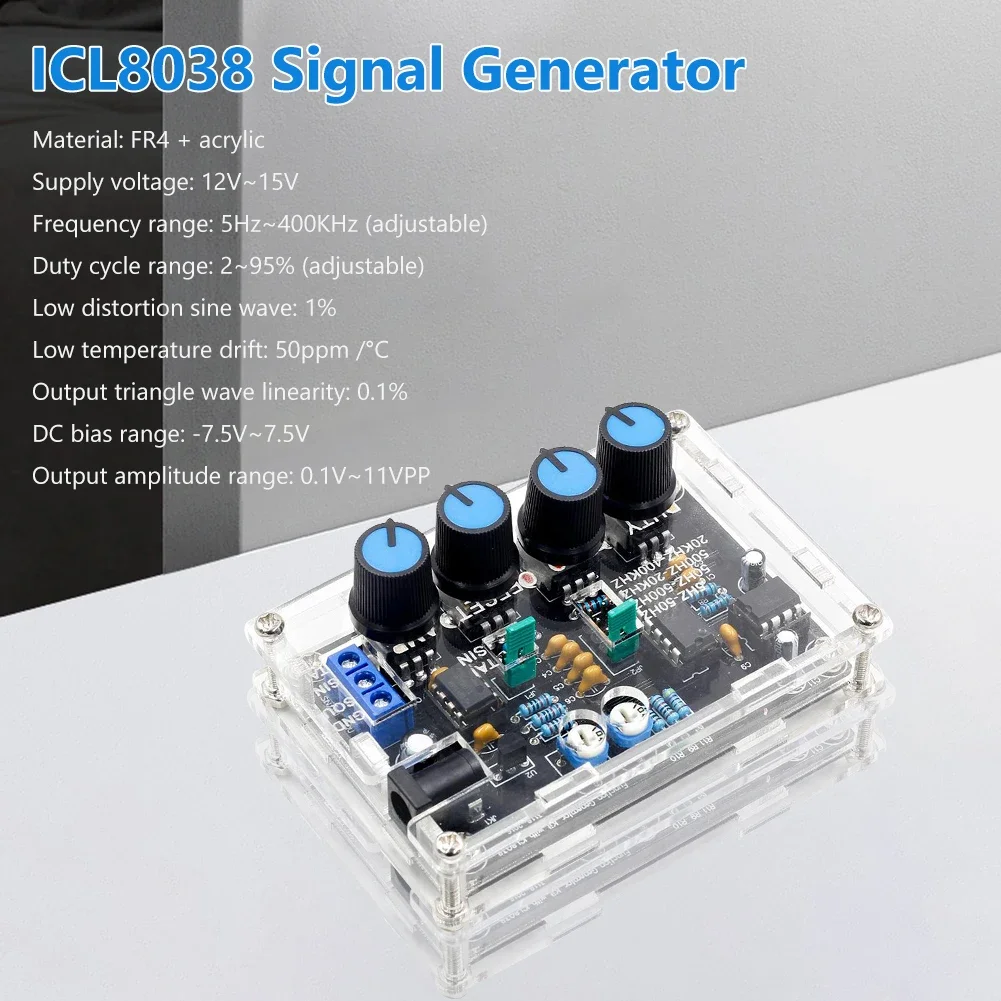 ICL8038 เครื่องกําเนิดสัญญาณความถี่ต่ําหลายช่อง Sine Triangle Multi-Function สัญญาณ Circuit Board 5Hz ~ 400kHz ปรับ