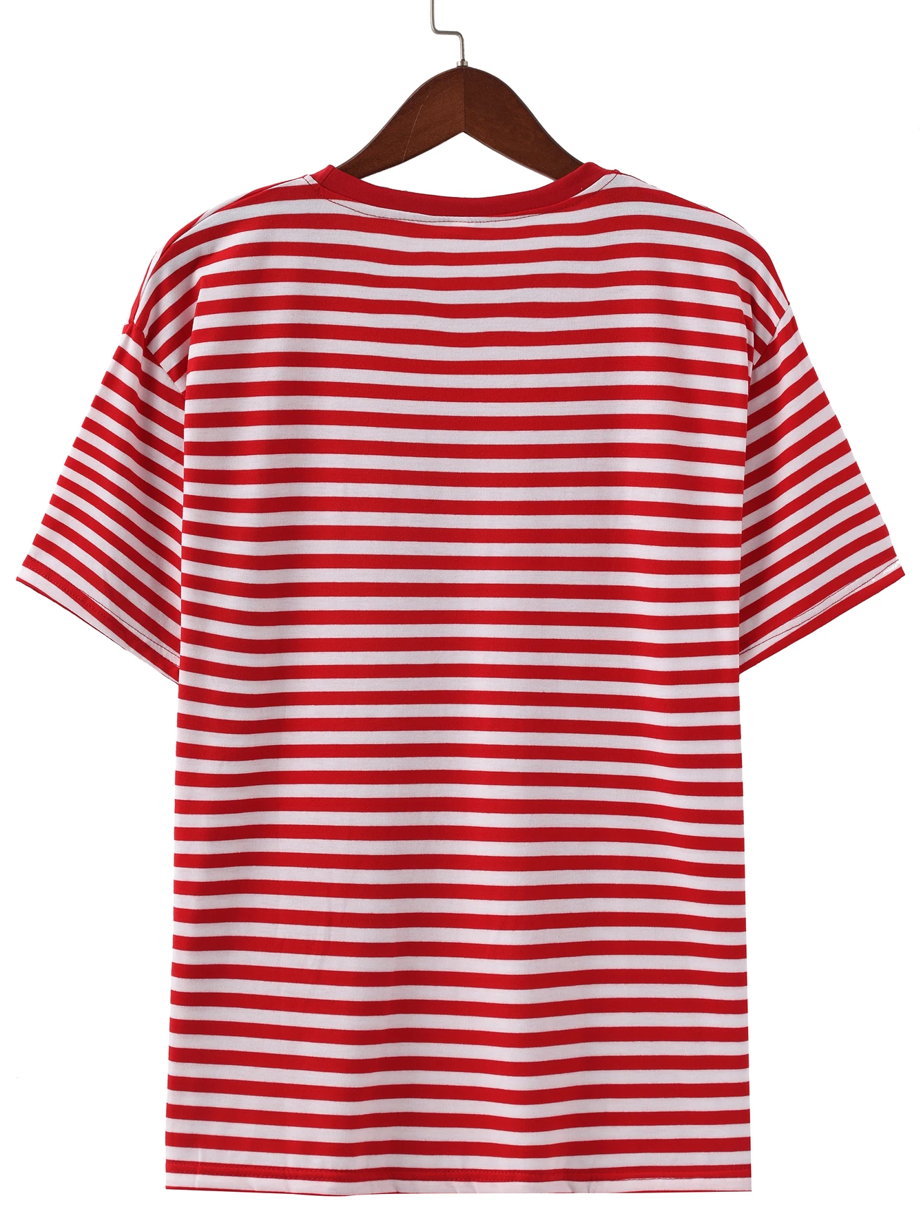 Summer T-shirt casual round neck red striped men\'s short sleeved T-shirt men\'s T-shirt