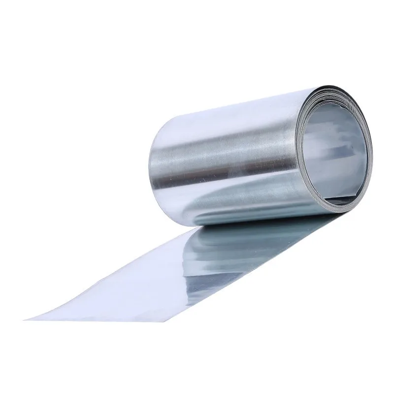 99.995% 고순도 아연 호일, 두께: 0.01 - 0.1mm 너비: 100 - 200mm 길이: 1m, 아연 양극 재질