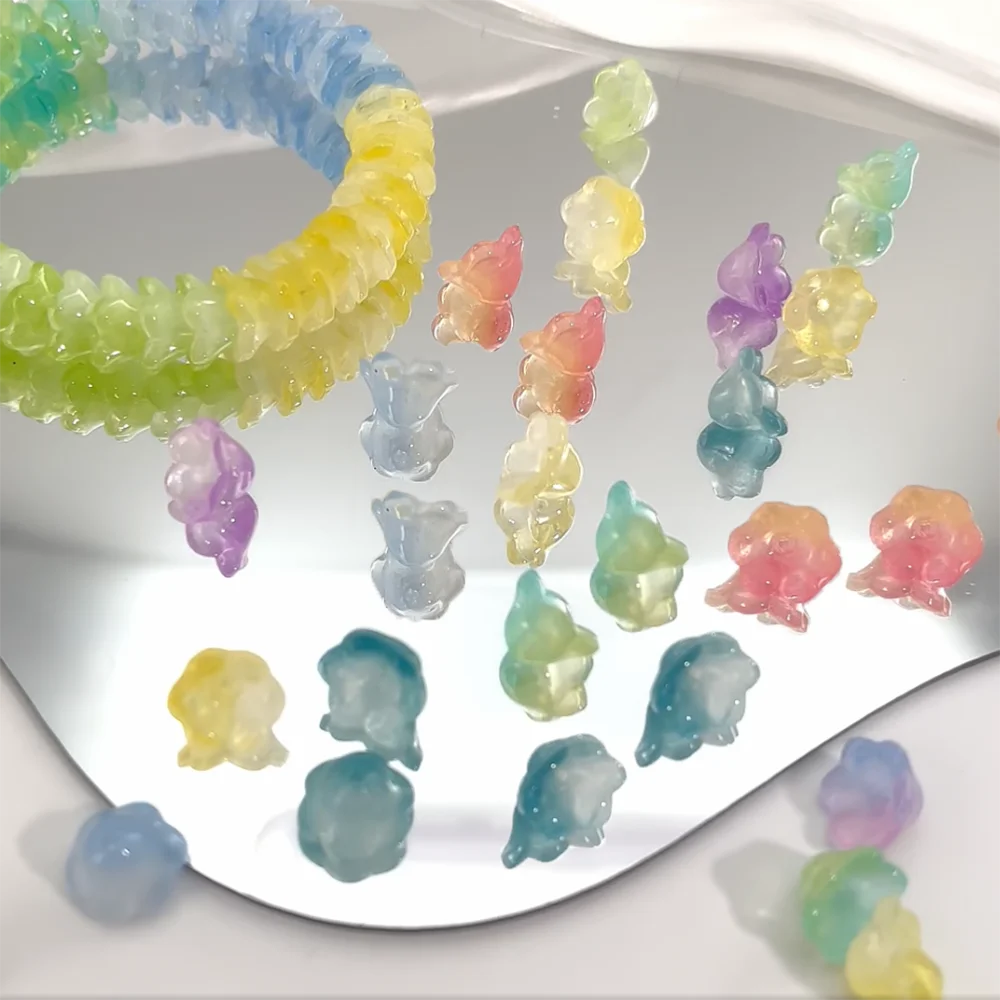 100 قطعة 10 قطعة زهرة ملونة شكل الزجاج الخرز فضفاض خزر عازل لصنع المجوهرات دبوس الشعر أساور أقراط DIY بها بنفسك اكسسوارات