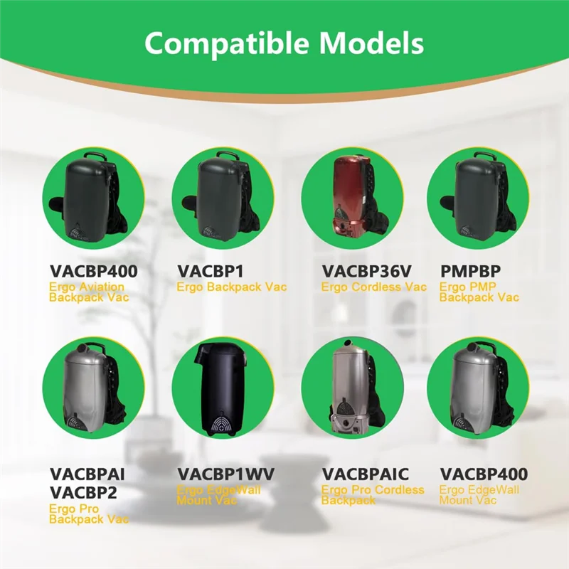 Paquete de B98A-12 bolsas VACBP6 para aspiradora de mochila Atrix Ergo de 8 cuartos, modelos: VACBPAI VACBP36V VACBP1
