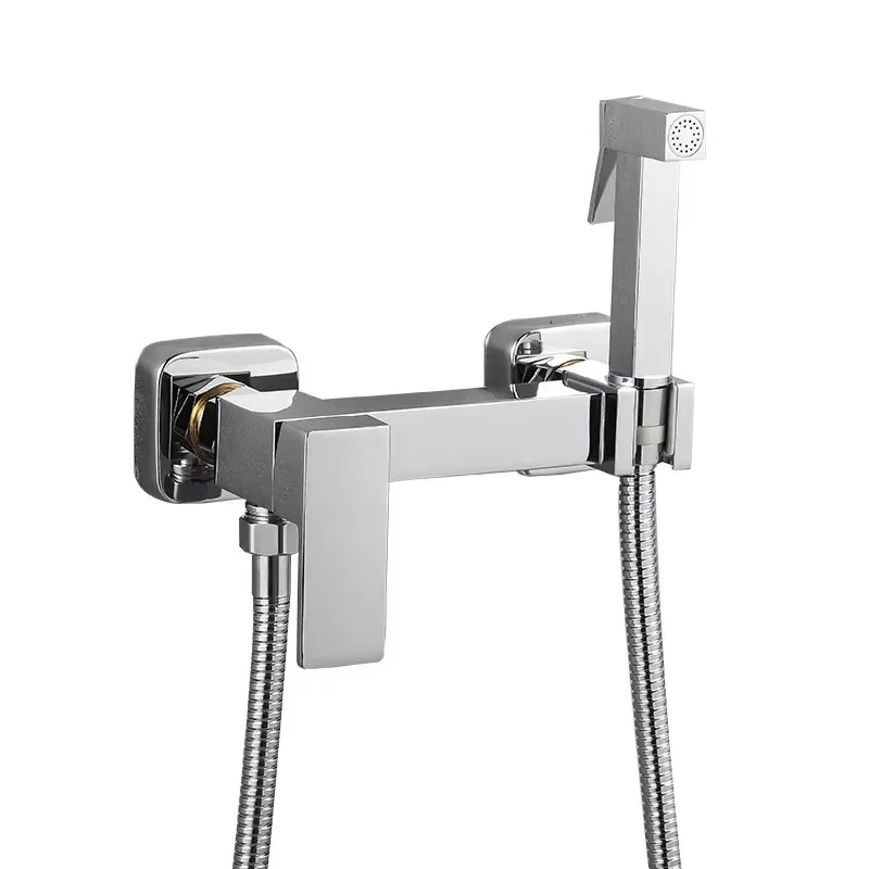 ULA Zwarte Bidetkraan Draagbare Bidet Sproeier Messing Badkamer Wc Kraan Warm Koud Water Bidet Mixer Badkamer Douchekop