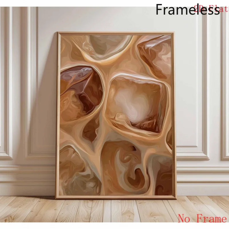 2D Flat, 2D Flat, 2D Flat Abstract Coffee Art Print, Modern Neutral Wall Art, Iced Coffee Poster, Beige Brown Minimal Art, Ki