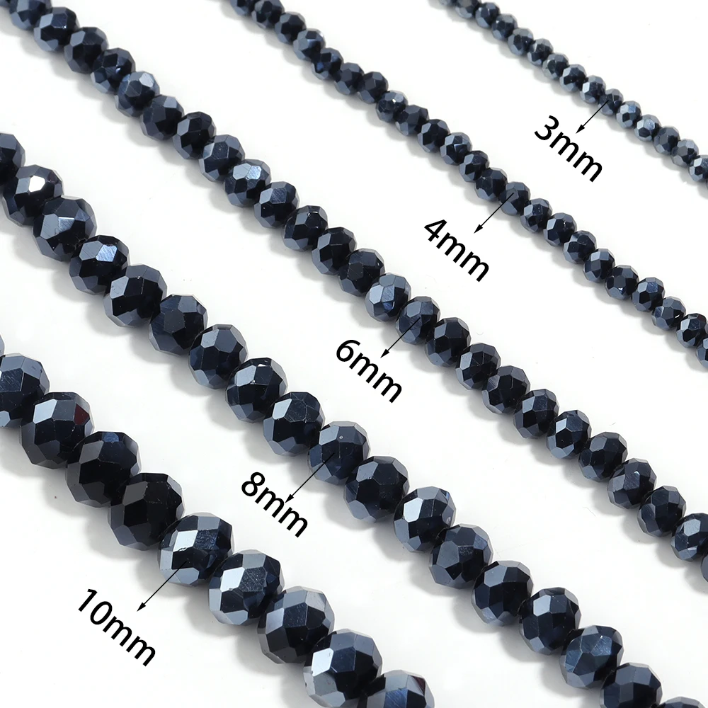 1 Strand Black Faceted Crystal Glass Beads Rondelle Beads Loose Spacer Beads For Jewelry Making DIY Bracelet Necklace Wholesale