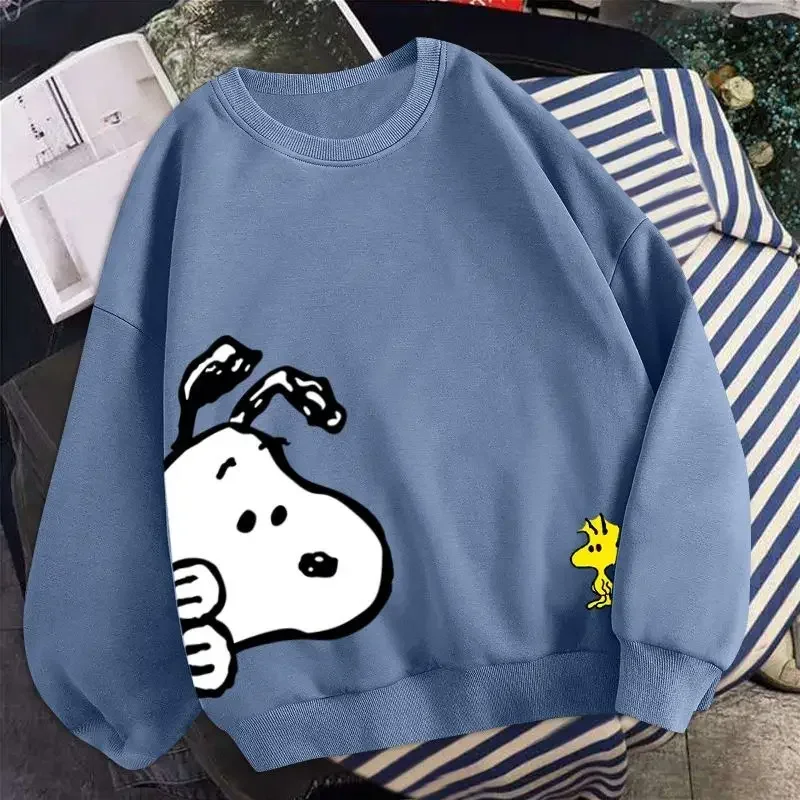 Camisa de fondo suéter de manga larga abrigo Snoopy primavera y otoño Sudadera con capucha niños y niñas suéter fino de cuello redondo