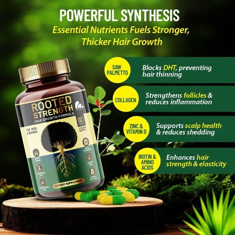 

Hair Growth Vitamins - Contains DHT and collagen, advanced biotin for women, 60 capsules, suitable for thicker and stronger hair