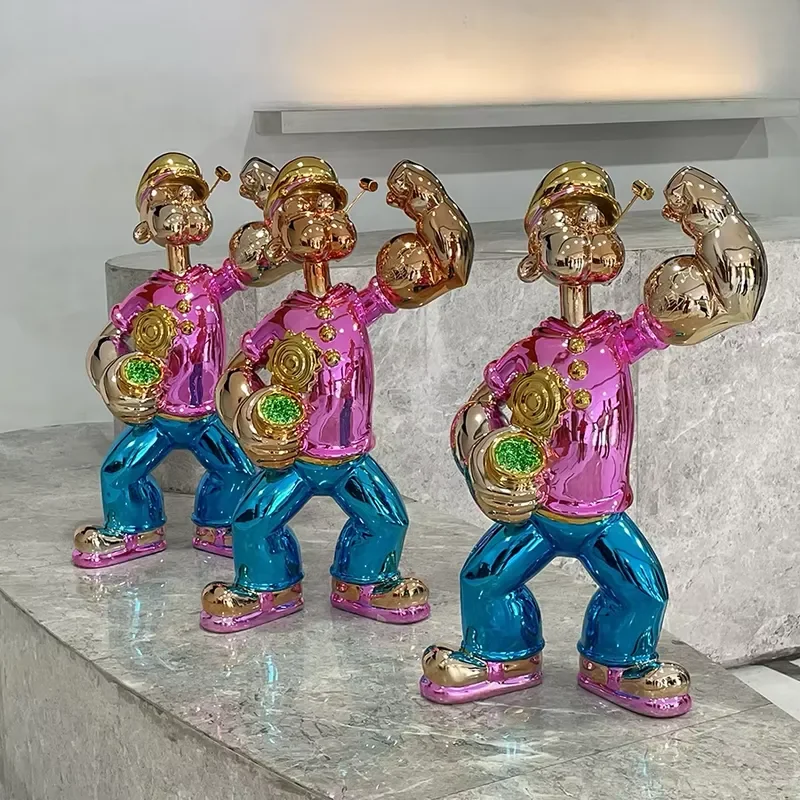 Fiberglass Popeye Statue Home Sculpture Metal Art Sculpture Garden Decoration Resin Cartoon Sculpture Customized