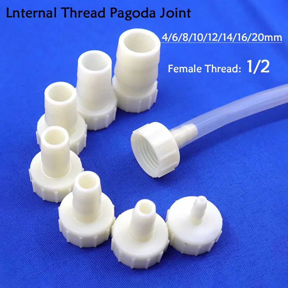 

PE Plastic Pipe Fitting Pagoda Barb 4 6 8 10 12 14 16 20mm 1/2 Female Thread Coupling Reducing Straight Hose Connector