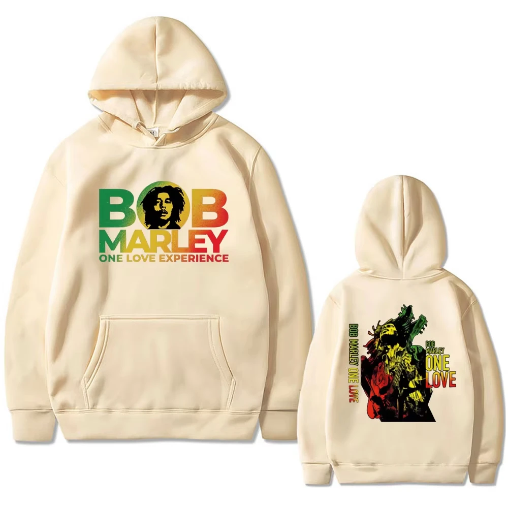 الريغي المنشأ بوب مارلي ألبوم الحب واحد جرافيك هوديي ملابس رجالية كلاسيكية خمر هوديس الذكور القطن السترة #5