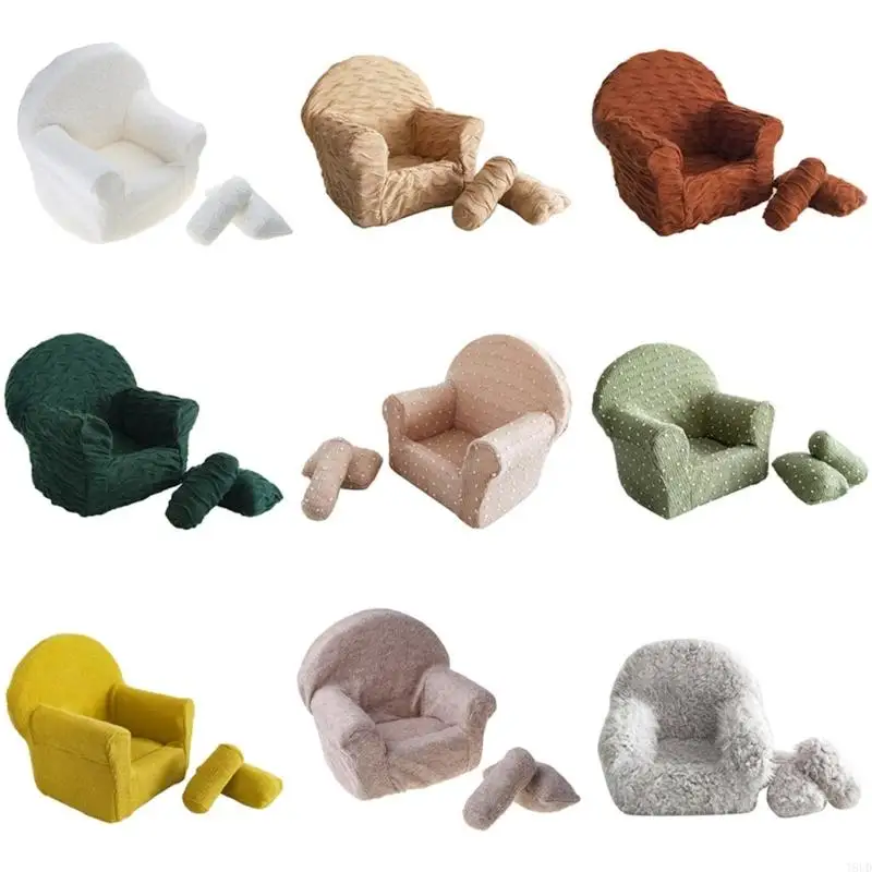 T8UD 3 Pcs Newborn Photography Props Baby Posing Sofa Pillow Set Infant Photo Chair