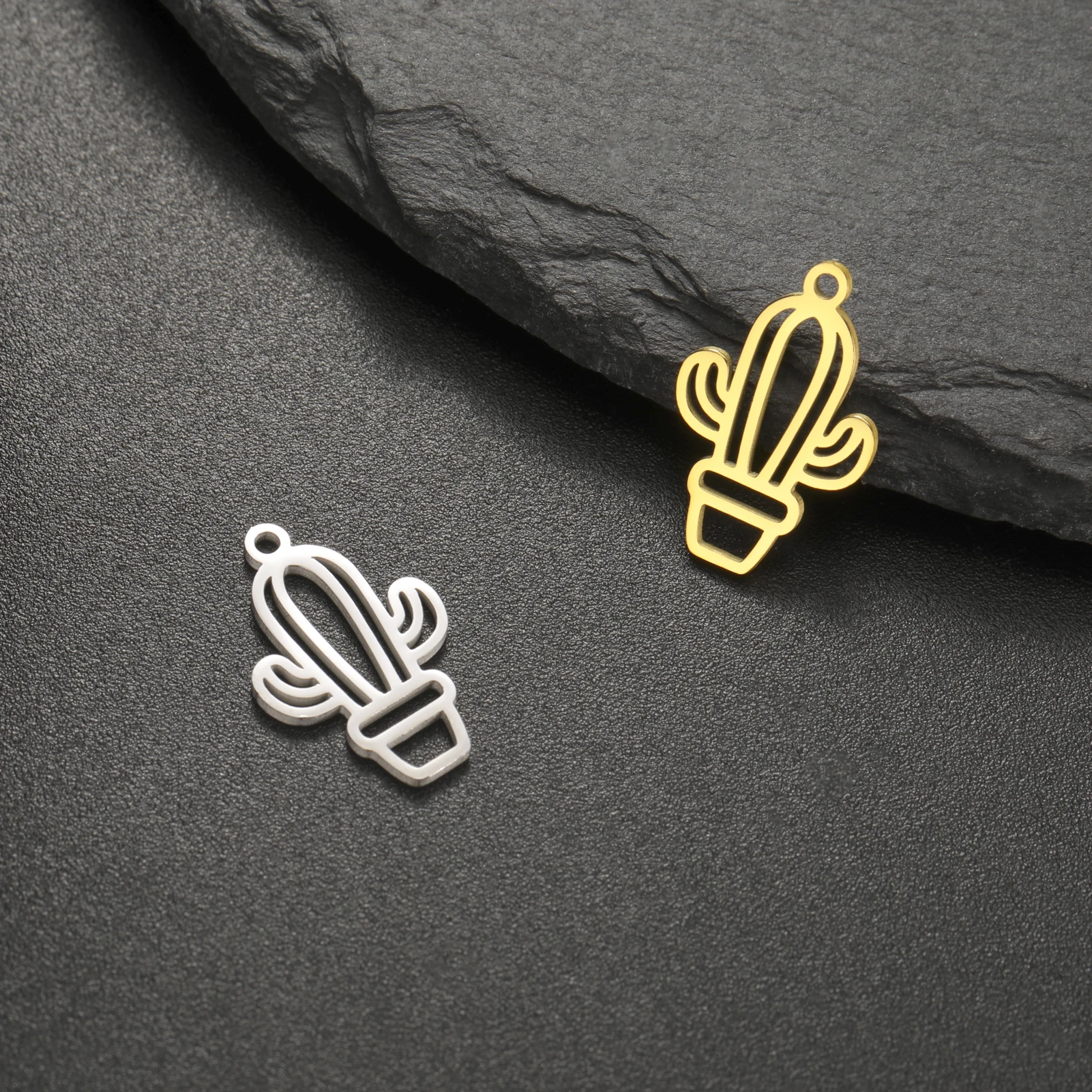 선인장 스테인리스 스틸 식물 펜던트, DIY 목걸이 귀걸이, 주얼리 만들기 용품, 패션 선물