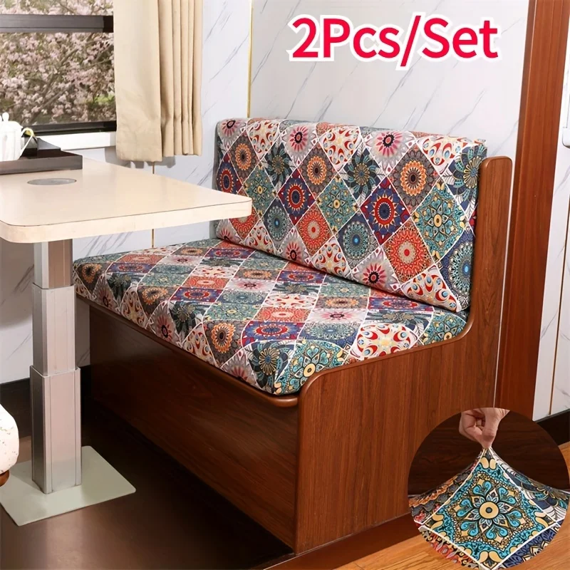 2 unids/set de fundas de cojines para comedor RV con estampado de flores, funda elástica de LICRA para sofá, cubierta protectora para banco de coche y Camper al aire libre para el hogar
