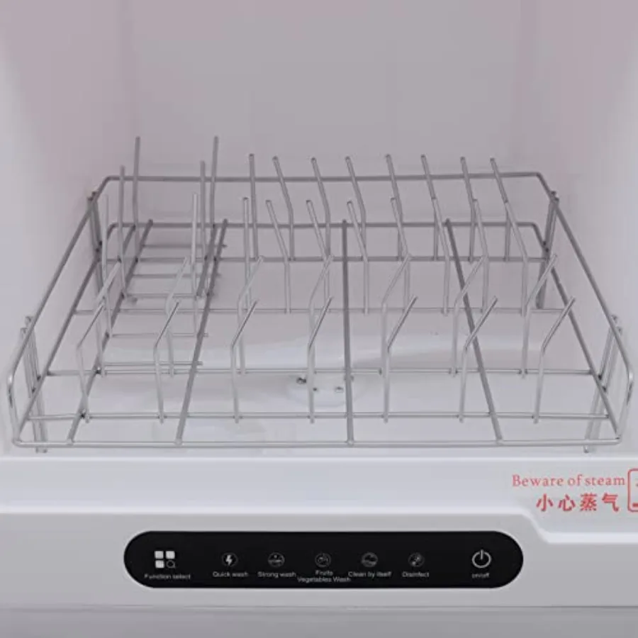 Portable 1200W Mini Countertop Dishwasher with 5 Programs Compact Design 360 Spray Arms Freestanding Stainless Steel Finish Sil