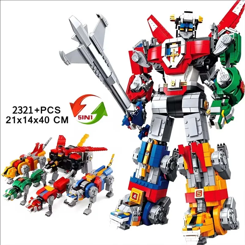 2321PCS 5 in1 Deformable Model Voltron Defender Of The Universe Compatible 21311 16057 Building Blocks Brick Toy  Birth