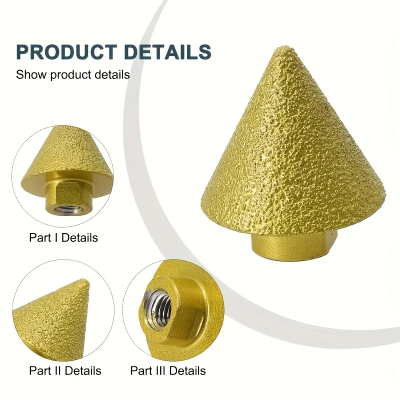 M14 Threaded Drill Bit with a Diameter of 38Mm, Suitable for Granite, Marble, And Tiles, Featuring a Rounded Corner Chamfer.