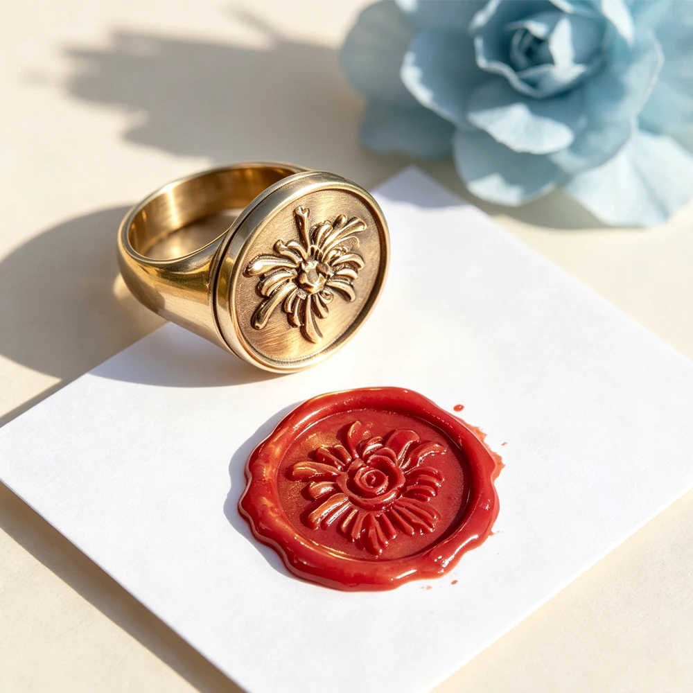 16-20mm Logo Ring Stamp Custom Design Signet Stamp Gold Ring Wax Seal Stamp Personalized Gift for Envelope Decor Handmade Gift