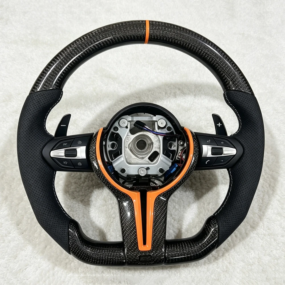 Custom Car Steering Wheel For BMW F10 F11 F30 F31 F34 F32 F33 F36 F20 F21 F22 F23 M3 M6 Steering Wheel Carbon Fiber Leather
