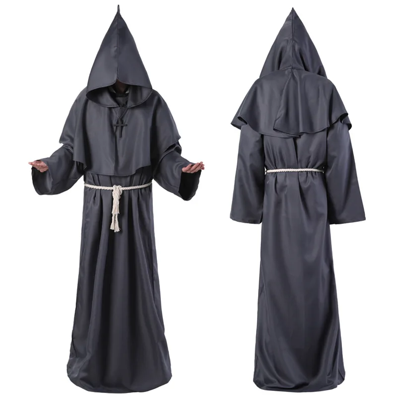 Robe de prêtre chrétien médiéval pour Halloween, sorcière, sorcier, Everak, cape, vêtements de fête, mort, fantôme, vampire, olympiques SAFCosplay