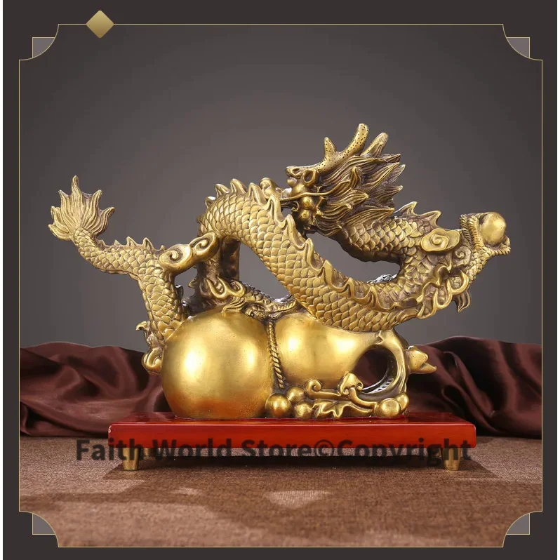 تمثال من النحاس الذهبي التنين 2023 كبير جلب الثروة الكنز المنزل مخزن الأعمال المال رسم التميمة الحظ حظا سعيدا