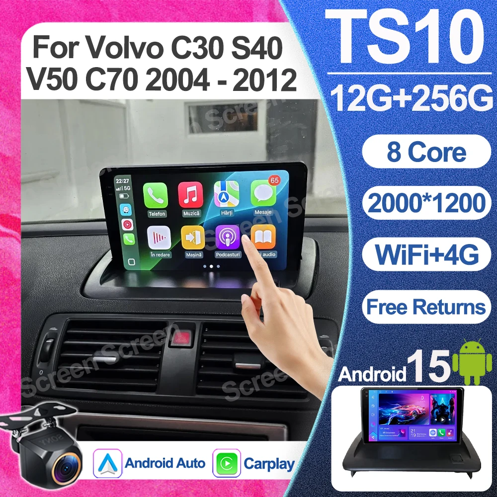 Android 15 For Volvo C30 S40 V50 C70 2004 - 2012 Car Radio Multimedia Video Player Bluetooth Mirror Link GPS Navigation RDS WIFI