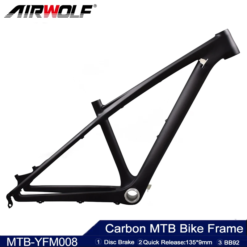 

Airwolf 26er Carbon Bike Frame BB92 Carbon MTB Frame 26 Mountain Bike Frame 135*9mm Quick Release Disc Brake Bicycle Hot Sale