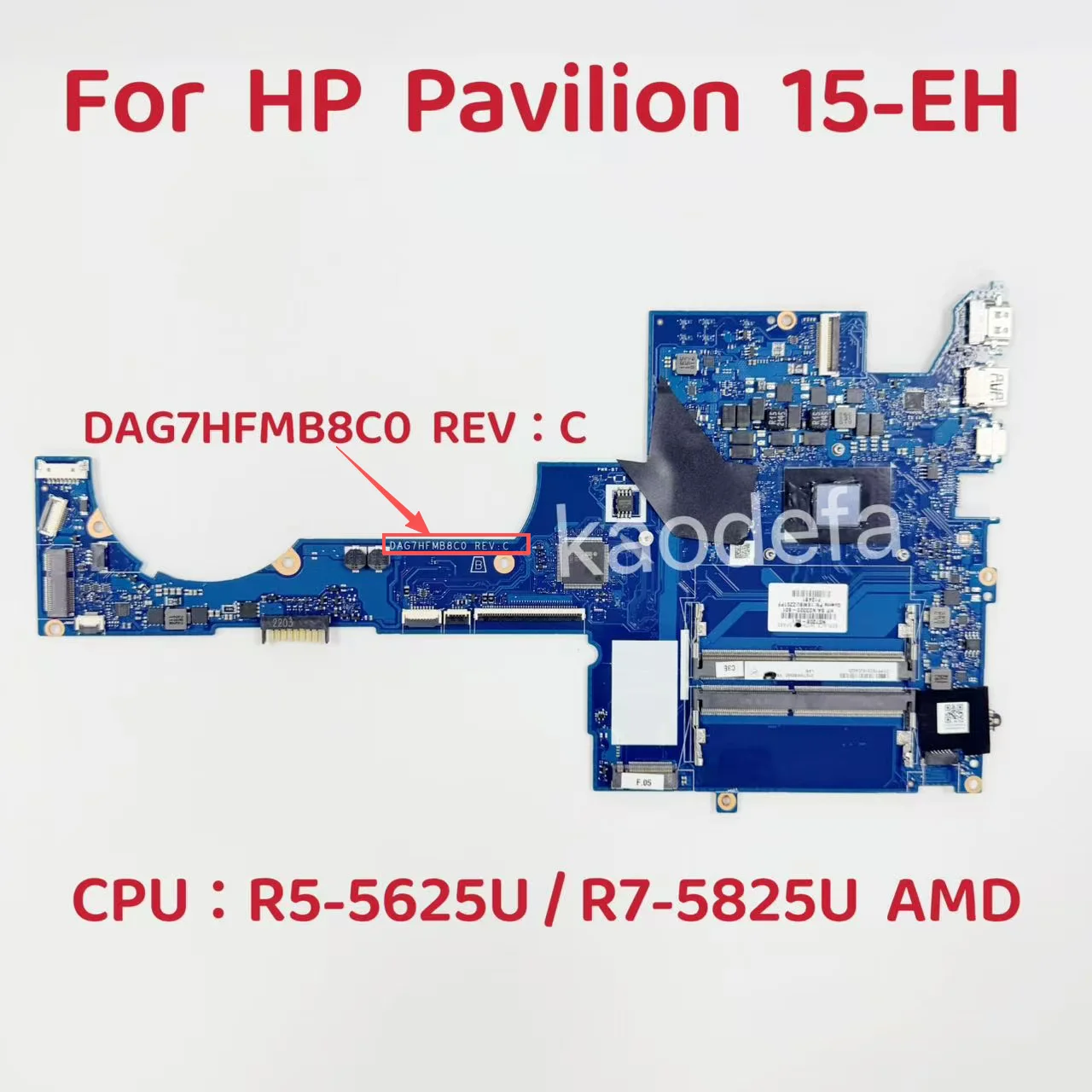 Placa Base para Laptop HP Pavilion 15-EH, CPU: R5-5625U R7-5825U AMD DDR4 N07207-601 N07208-601 DAG7HFMB8C0, Probada y en Buen Estado