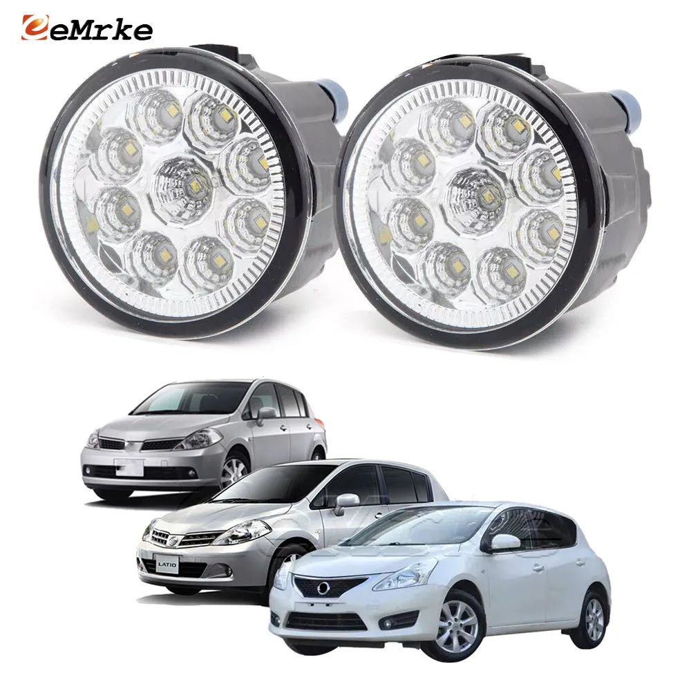 Pair LED Fog Lights for Nissan Tiida C11 C12 2005 2006 2007 2008 2009 2010 2011 2012 2013 2014 PTF DRL Daytime Running Light