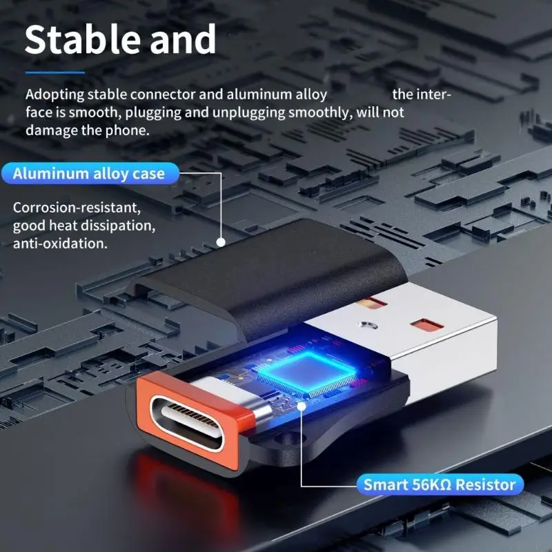 B03F Durability Type C to USB3.0 Adapter For Fast File Transfer Between Smartphones Laptops And Tablets Metal Housing