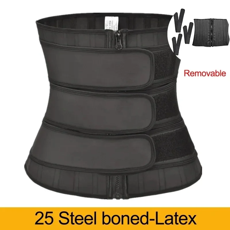 

3 Strap Latex Waist Trainer Women Body Shaper Removable 25 Steel Bone Modeling Strap Tummy Control Belt Shapewear Fajas