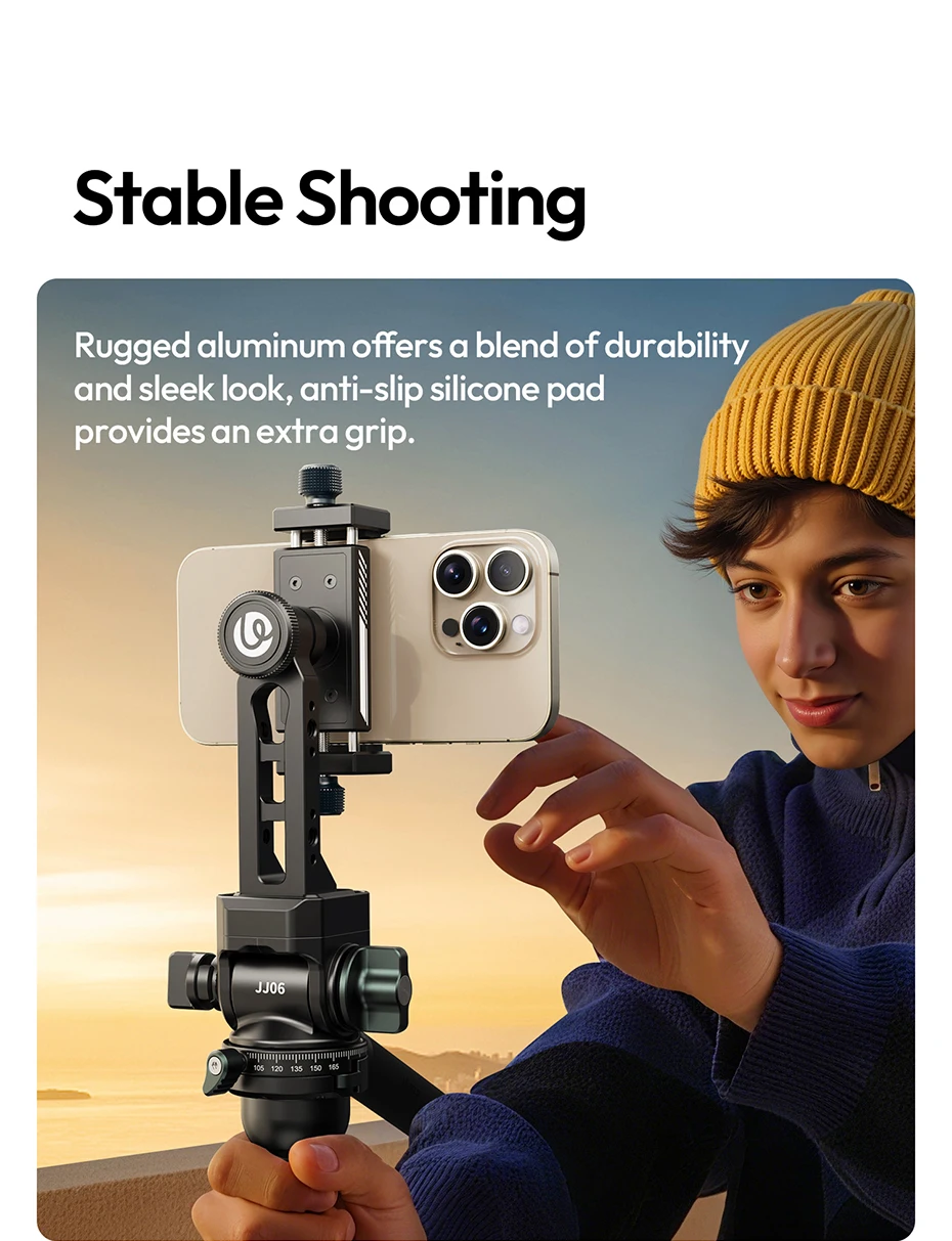 Ulanzi MA53 Arca Swiss Telefonhalterung mit Kugelkopf 360° ° Rotations-Handyhalter aus Metall für Fotografie, Livestreaming, Vlog-Aufzeichnung – Detail 9