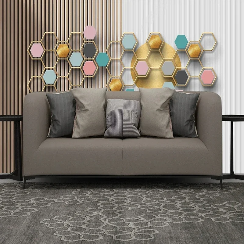 Modern Colorful Hexagon Pattern Geometric Wallpaper 3D Stereoscopic Abstract Line Photo Mural Interior Decoration Wall Papers