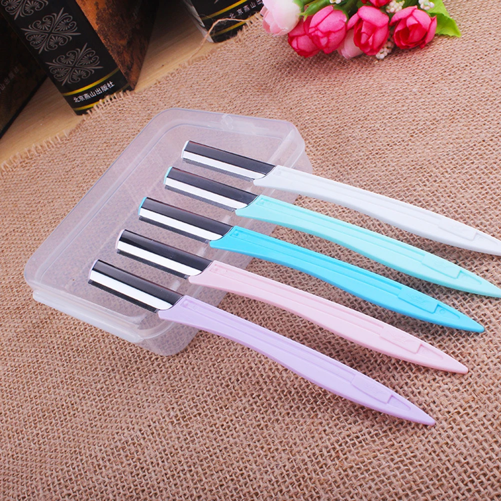 

10PCS Eyebrow Razor Long Handle Stainless Steel Portable Trimmer Shaper Makeup Tool Kit Remover Compact For Travel
