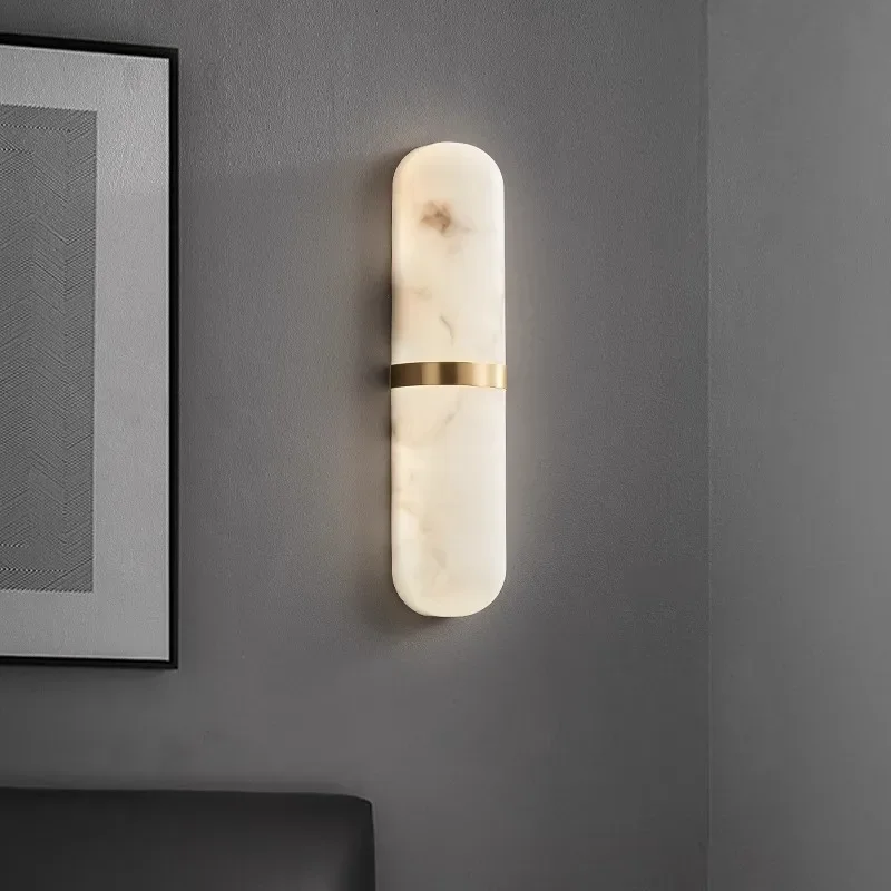 

Semicylinder Wall Light Led 12W Imitation Marble Decor Bedside Lamp Living Dining Room Bathroom Doorway Hallway Sconce Lights