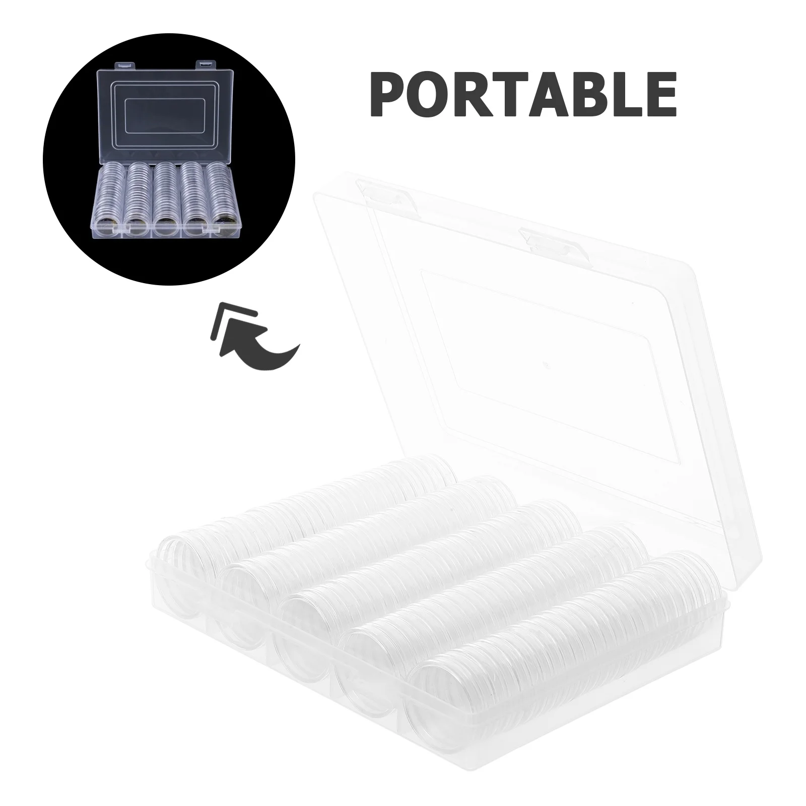 1Set Coin Collection Storage Box High Precision Fit for 17 20 25 27 30mm Coins Transparent Lid Organizer Case for Collectors