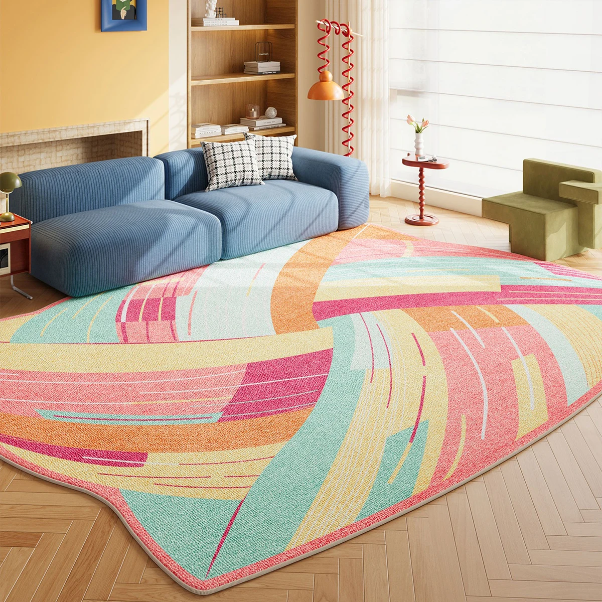 Dopamine Carpet Living Room Irregular Shape Large Area Mats Fashion Light Luxury Bedroom Rug Non-slip Coffee Tables Floor Mat 러그