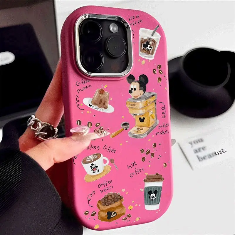 Disneys Mickeys Minnies Mouses Coffee Phone Case For iPhone 15 14 13 12 11 Pro Max XR XS MAX Y2K Cute Silica Gel Back Cover