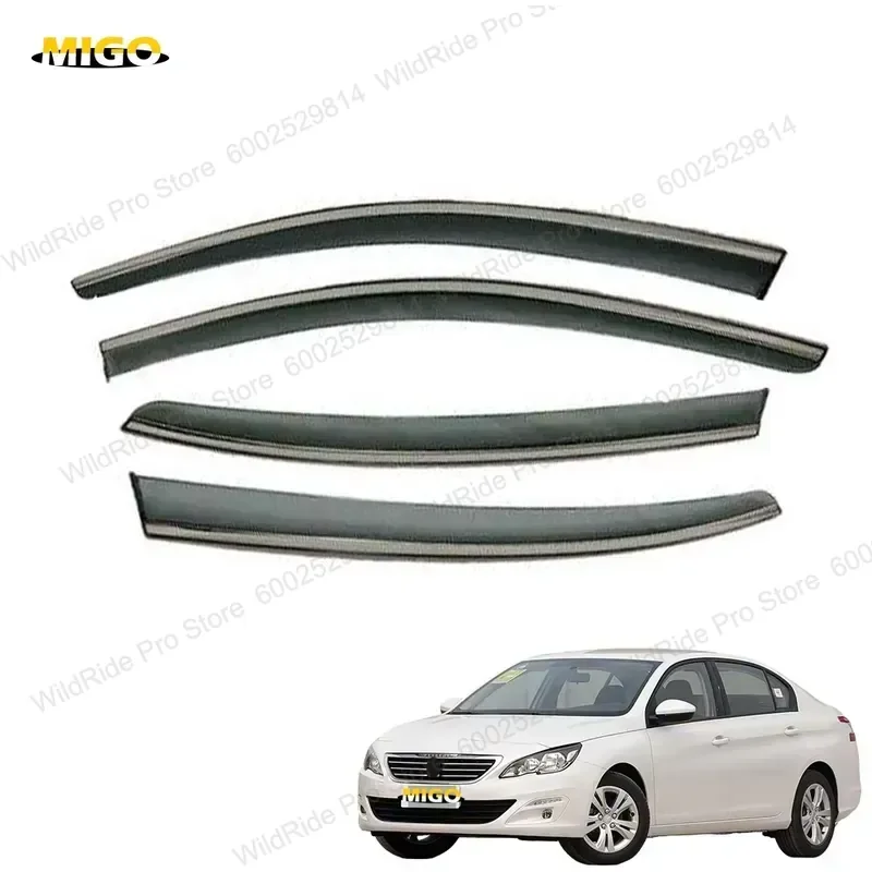For PEUGEOT 408 2010-2015 Injection Deflector PC Clip Black Window Visor