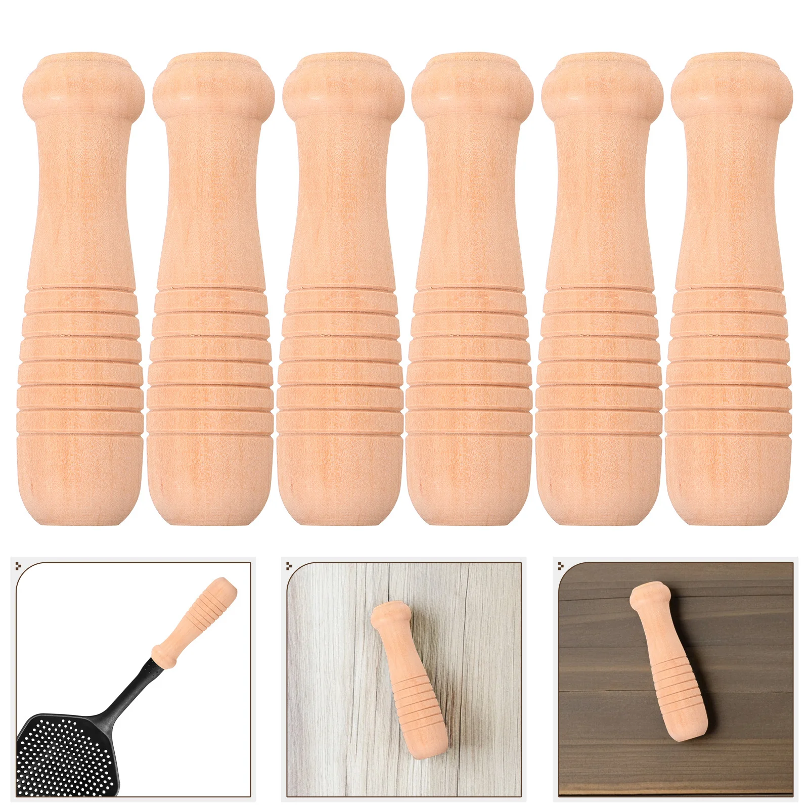 

8Pcs Wooden Tool Handle Replacement Comfortable Cookware Pan Grip Kitchen Garden Useful Wok Pot Handgrip
