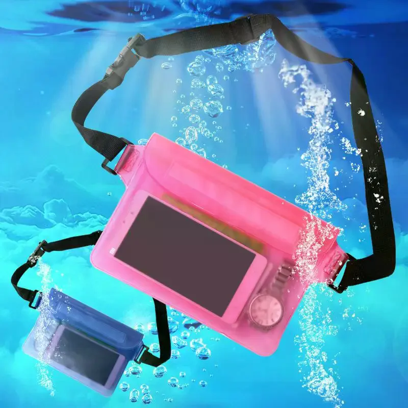 Waterproof Bag Hold ID's Credit Cards Keys Cell Phone Underwater Pouch Waist Pack Fanny Swimming Beach Dry Pouch Case