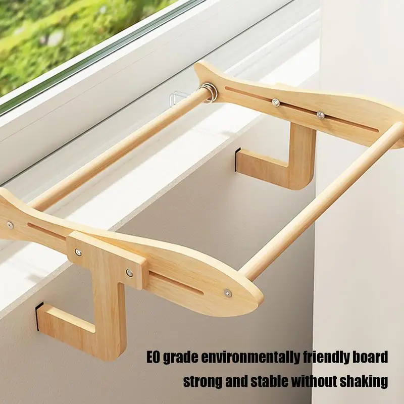 

Cat Window Hammock Breathable Window Cat Perch Sturdy Wooden Pet Furniture For Indoor Windowsill Bedside Balcony Patio