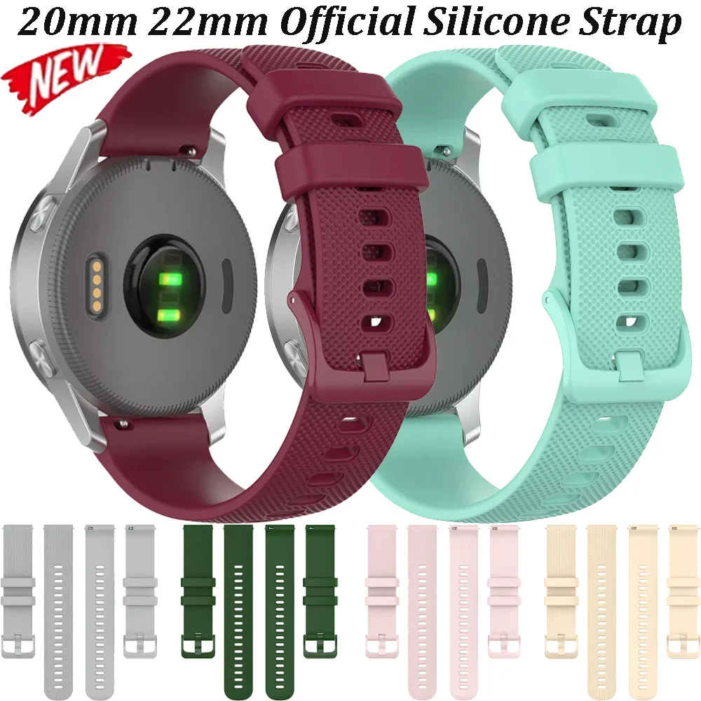 20/22mm Official Silicone Strap For Garmin Forerunner 165 55 265 965 570 970 Comfortable Bracelet Garmin Active 5-6/Vivoactive 5