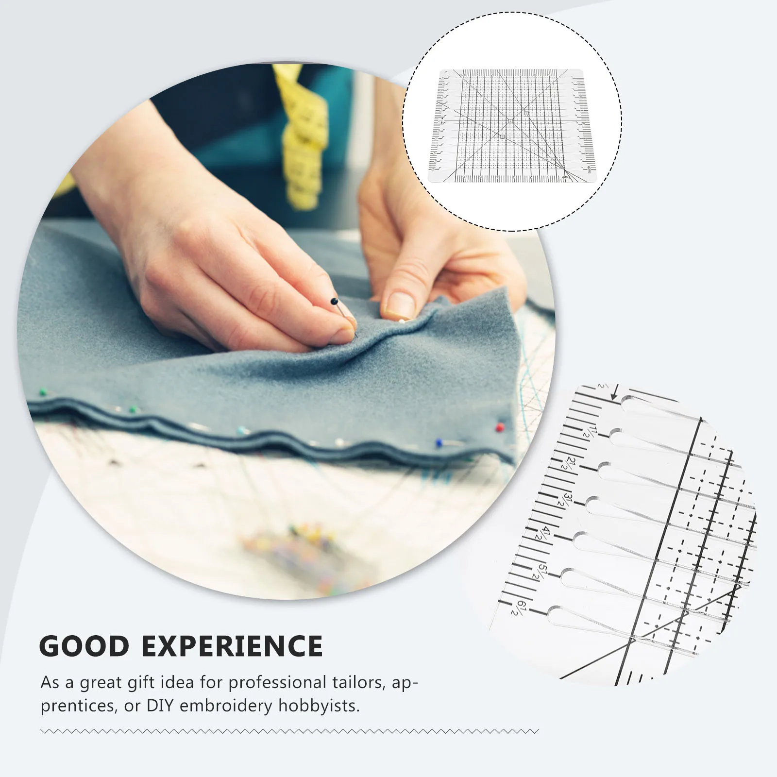 Clear Patchwork Ruler Quilting Cutting Template Durable Sewing Ruler Professional DIY Patchwork Tool for Tailors and Embroidery